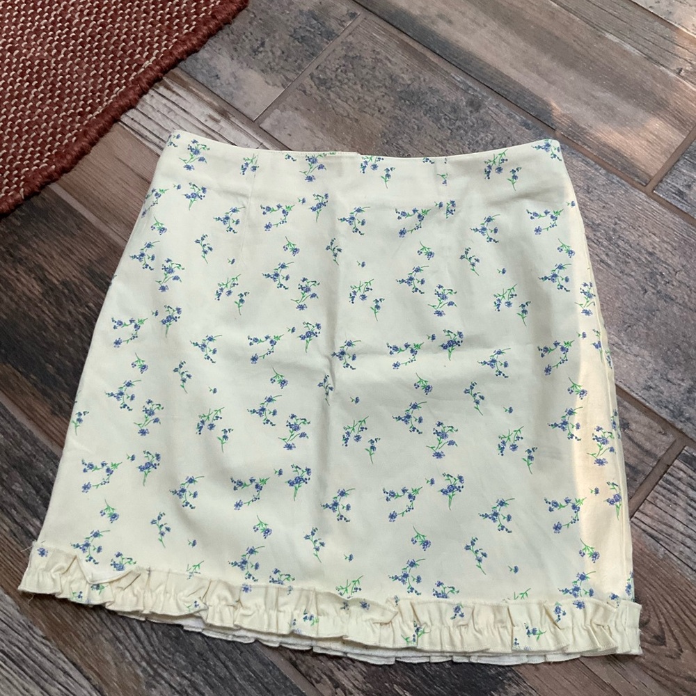 Urban Outfitters Cream Floral Mini Skirt